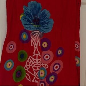 Desigual Red and Cream Fabric Detail